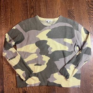 The Cashmere Project camo ribbed crew neck sweater
